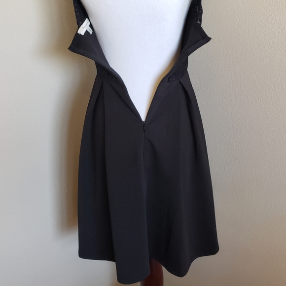 Francesca's Black Skater Dress with Lace Neckline - Picture 7 of 13